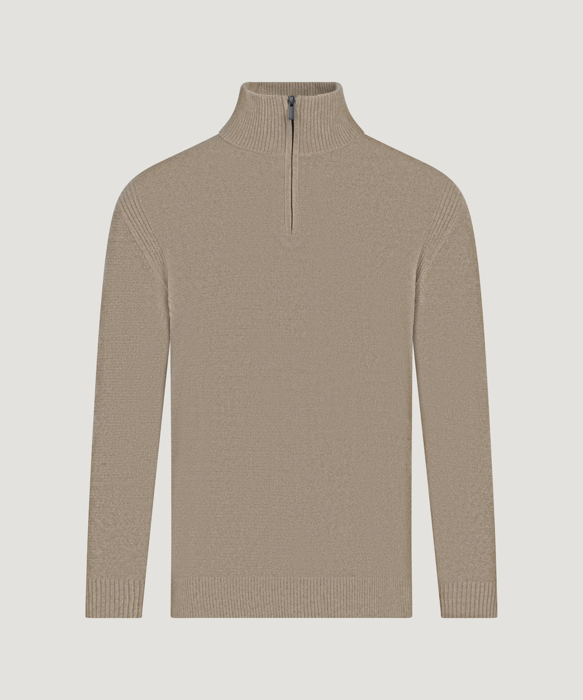 Velvet half-zip knit beige