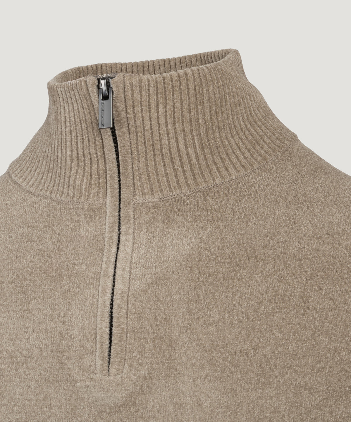 Velvet half-zip knit beige