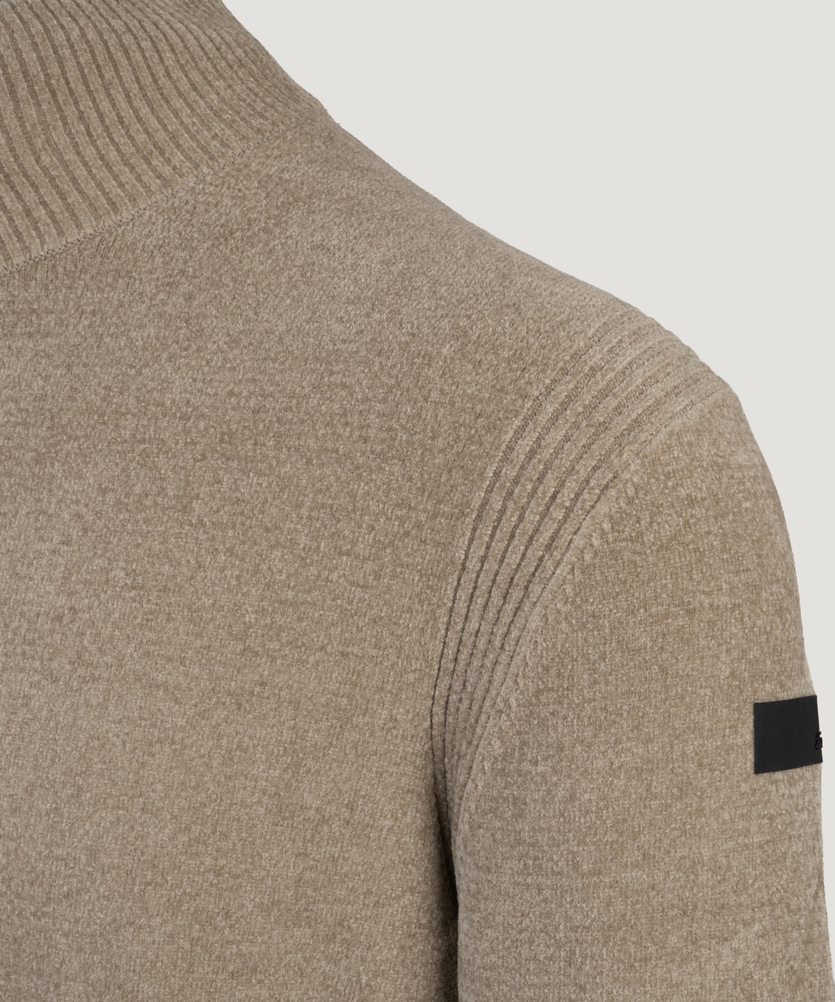 Velvet half-zip knit beige