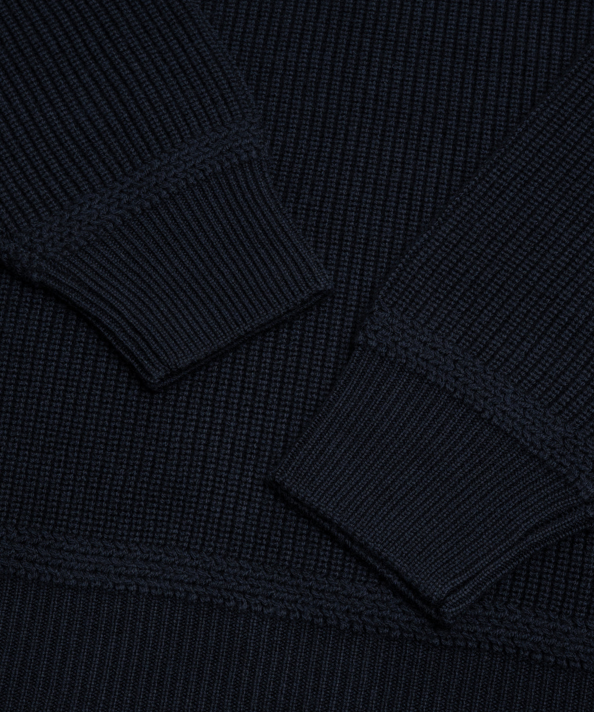 Raglan rib half-zip trui scheerwol donkerblauw