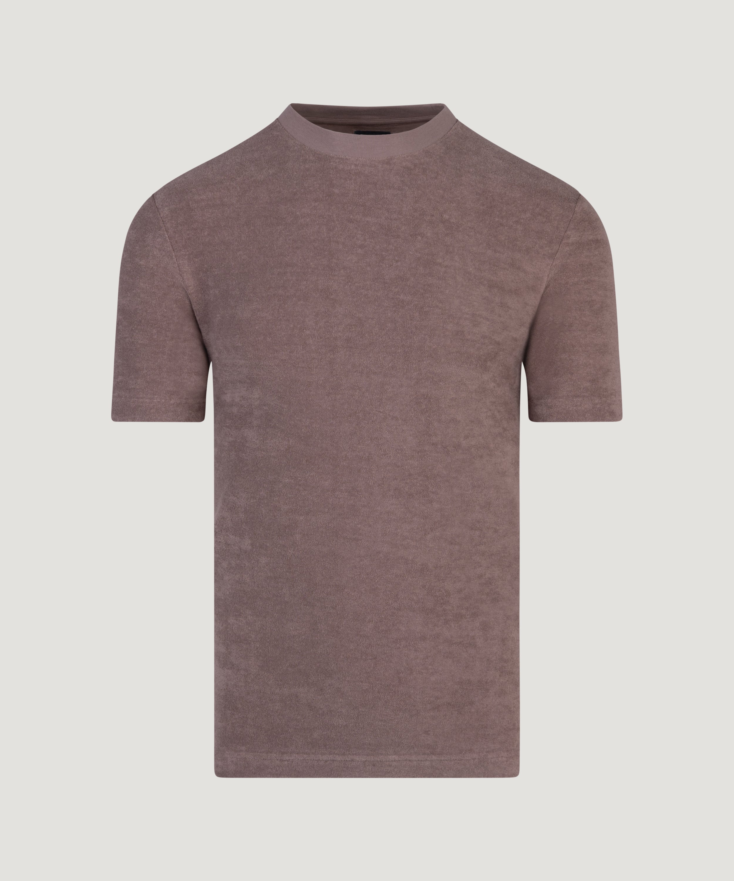 T-shirt katoen French terry bruin