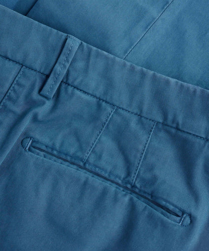 Chino katoen satin stretch teal