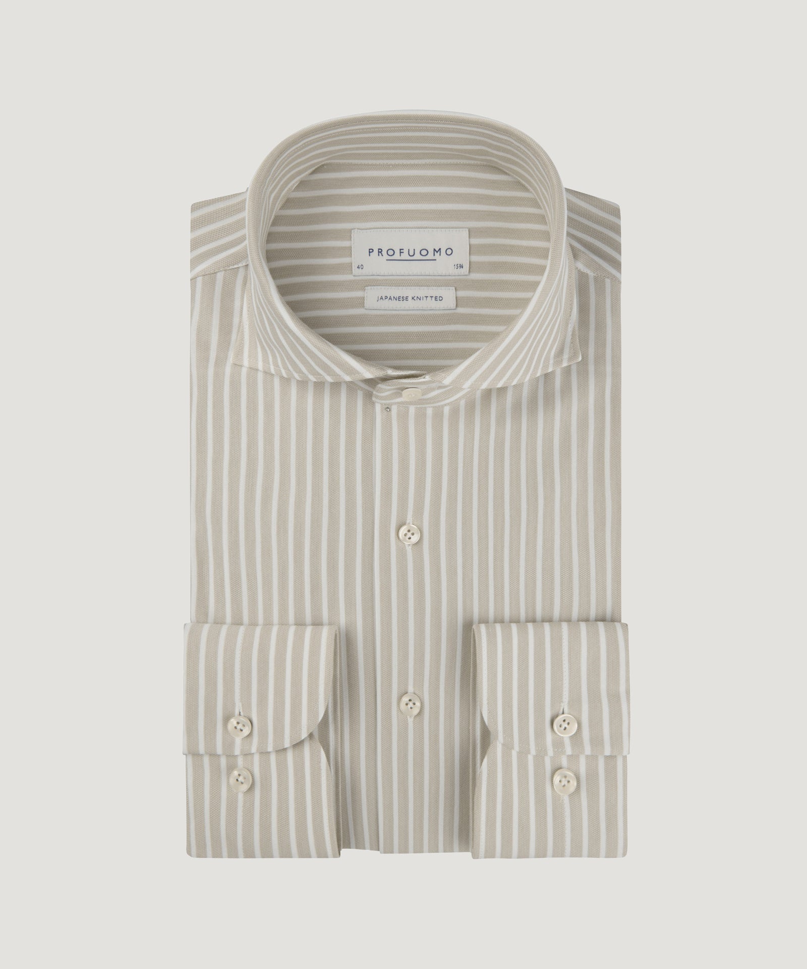 Japanese knitted overhemd beige gestreept