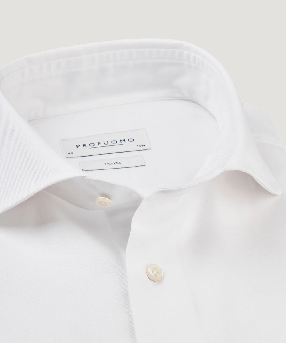 Overhemd travelshirt wit katoen