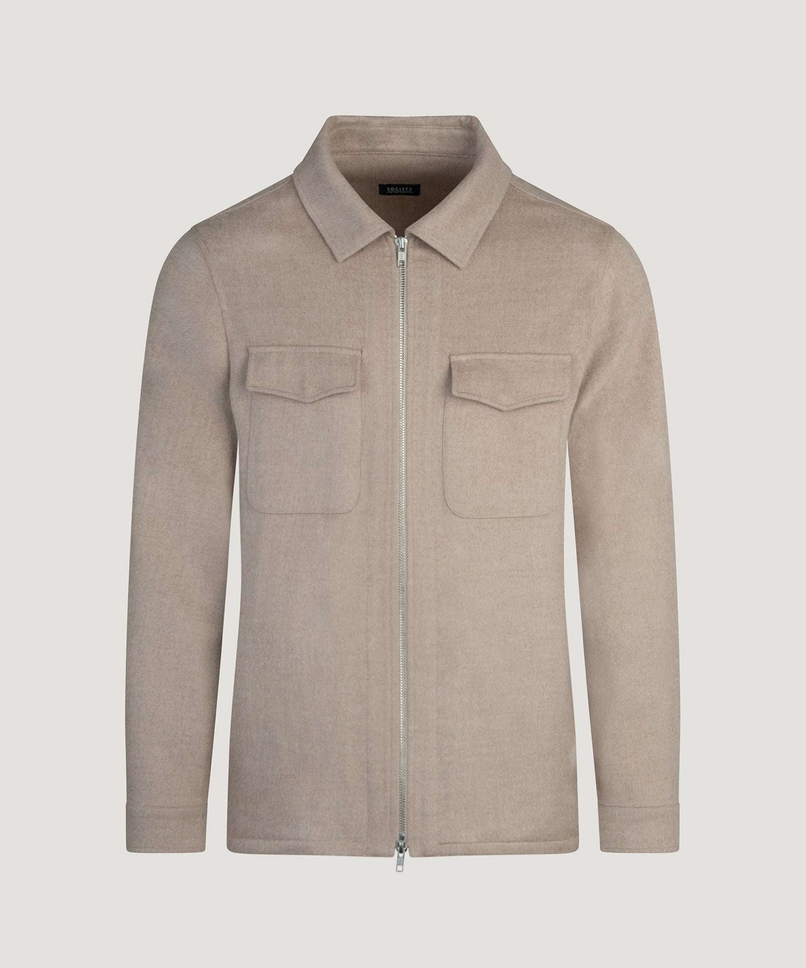 SOCI3TY Limited Fashion Anton overshirt wol/zijde/vicuña beige - THE SOCIETY SHOP