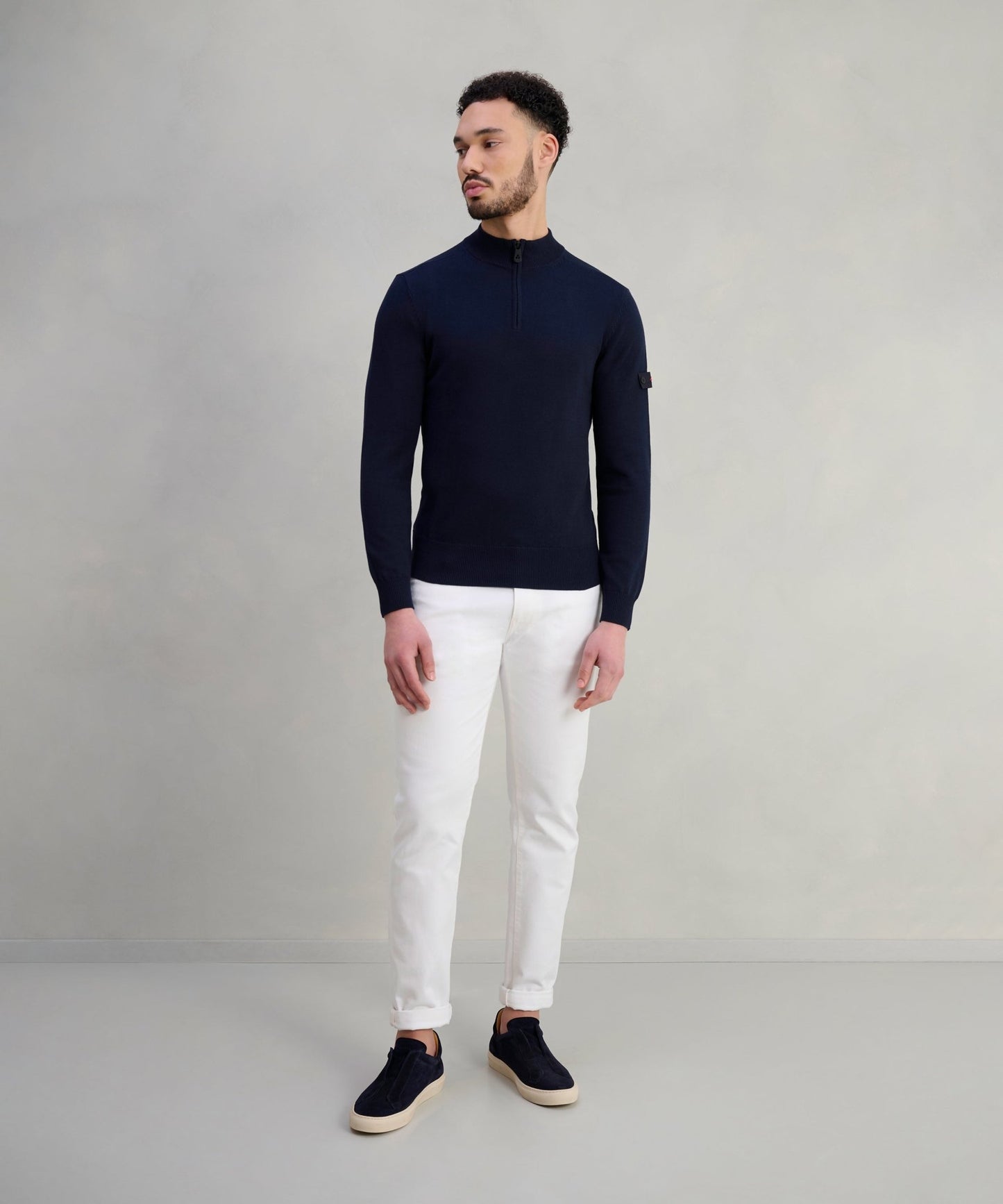 Peuterey Asbury trui half - zip katoen donkerblauw - The Society Shop