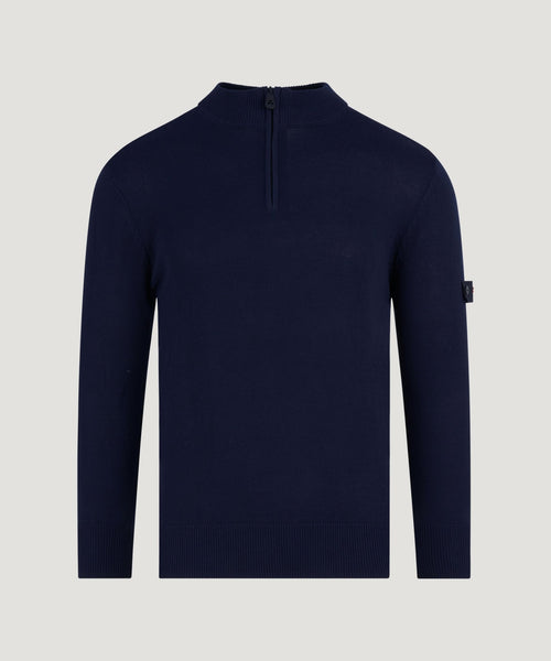 Asbury trui half-zip katoen donkerblauw