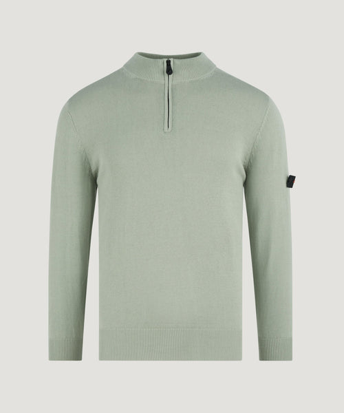 Asbury trui half-zip katoen sage green