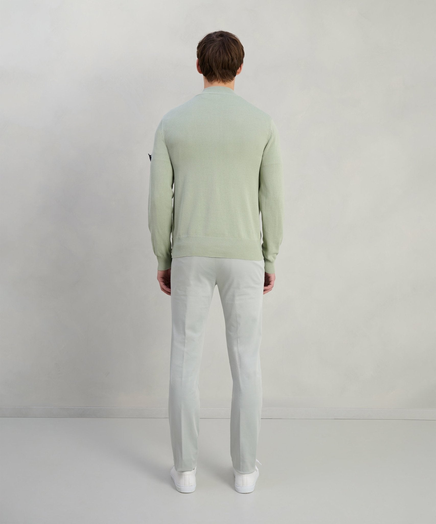Peuterey Asbury trui half - zip katoen sage green - The Society Shop