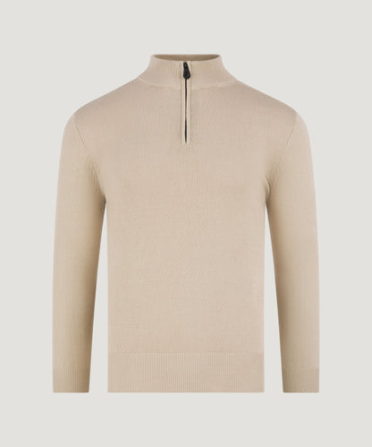 Peuterey Asbury trui half - zip katoen taupe - The Society Shop