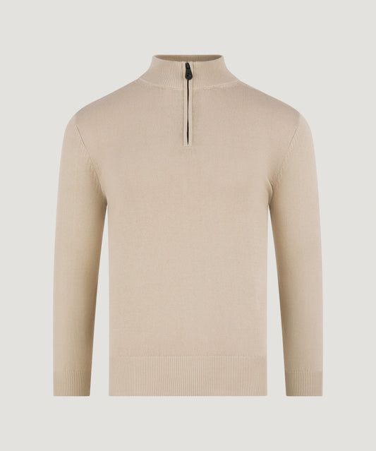 Peuterey Asbury trui half - zip katoen taupe - The Society Shop