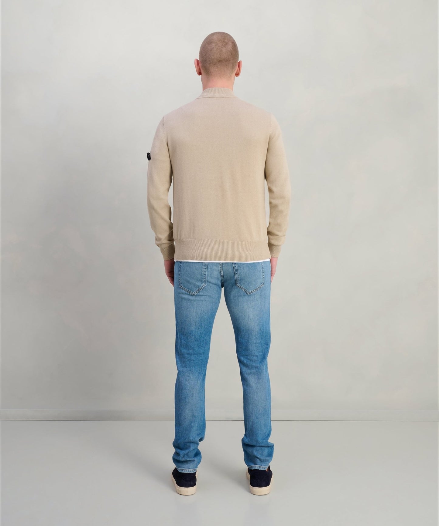 Peuterey Asbury trui half - zip katoen taupe - The Society Shop