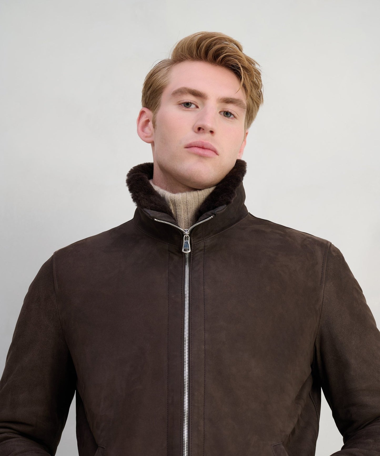 Fradi Aviator jacket waxed nubuck donkerbruin - The Society Shop