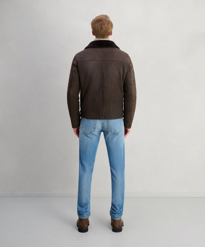 Fradi Aviator jacket waxed nubuck donkerbruin - The Society Shop