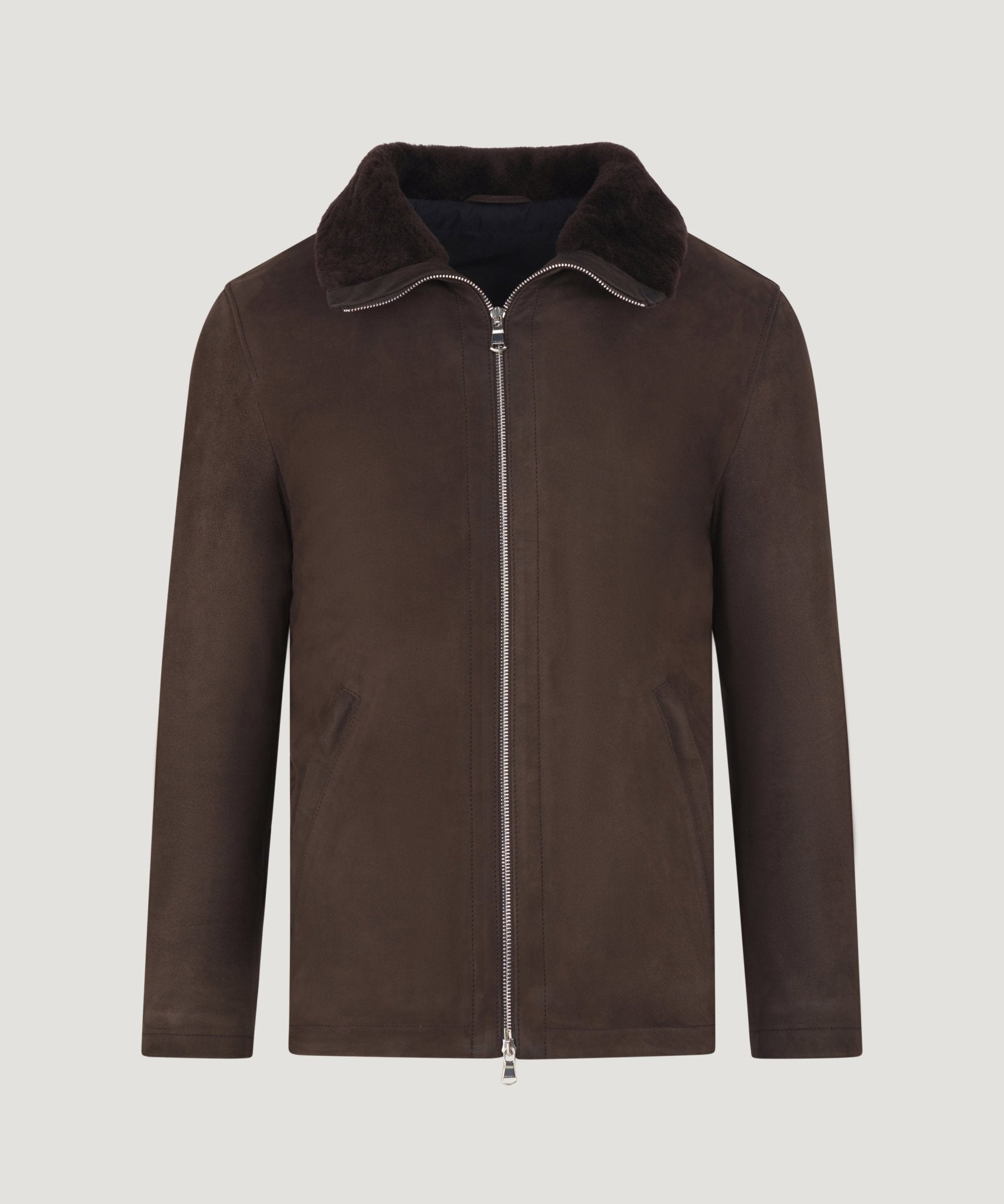 Fradi Aviator jacket waxed nubuck donkerbruin - The Society Shop