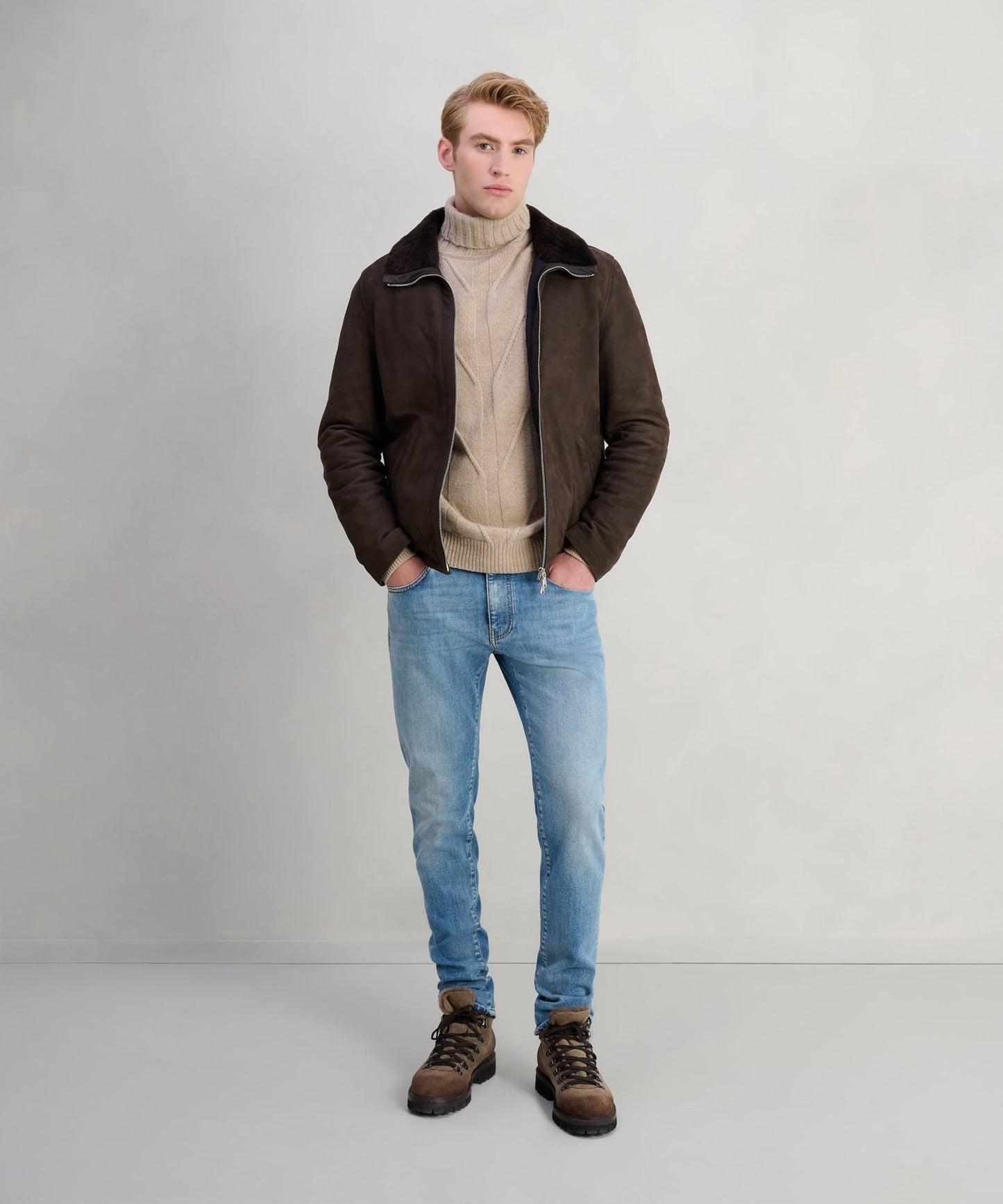 Fradi Aviator jacket waxed nubuck donkerbruin - The Society Shop