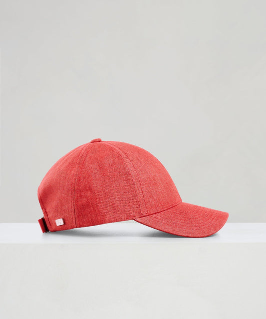 Varsity Baseball cap gewassen linnen rood - The Society Shop