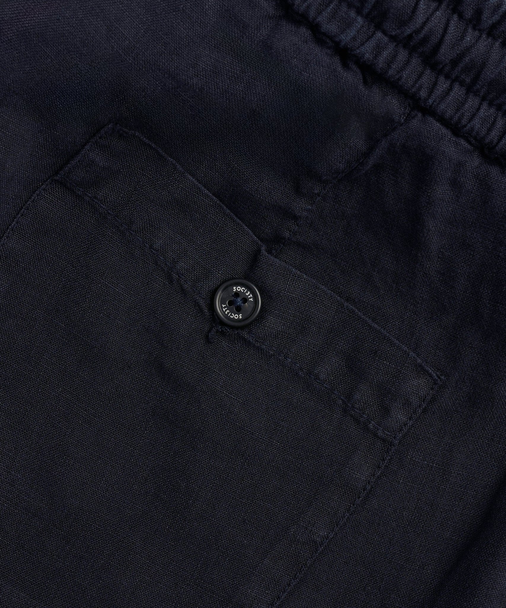 SOCI3TY Bermuda gewassen linnen donkerblauw - THE SOCIETY SHOP