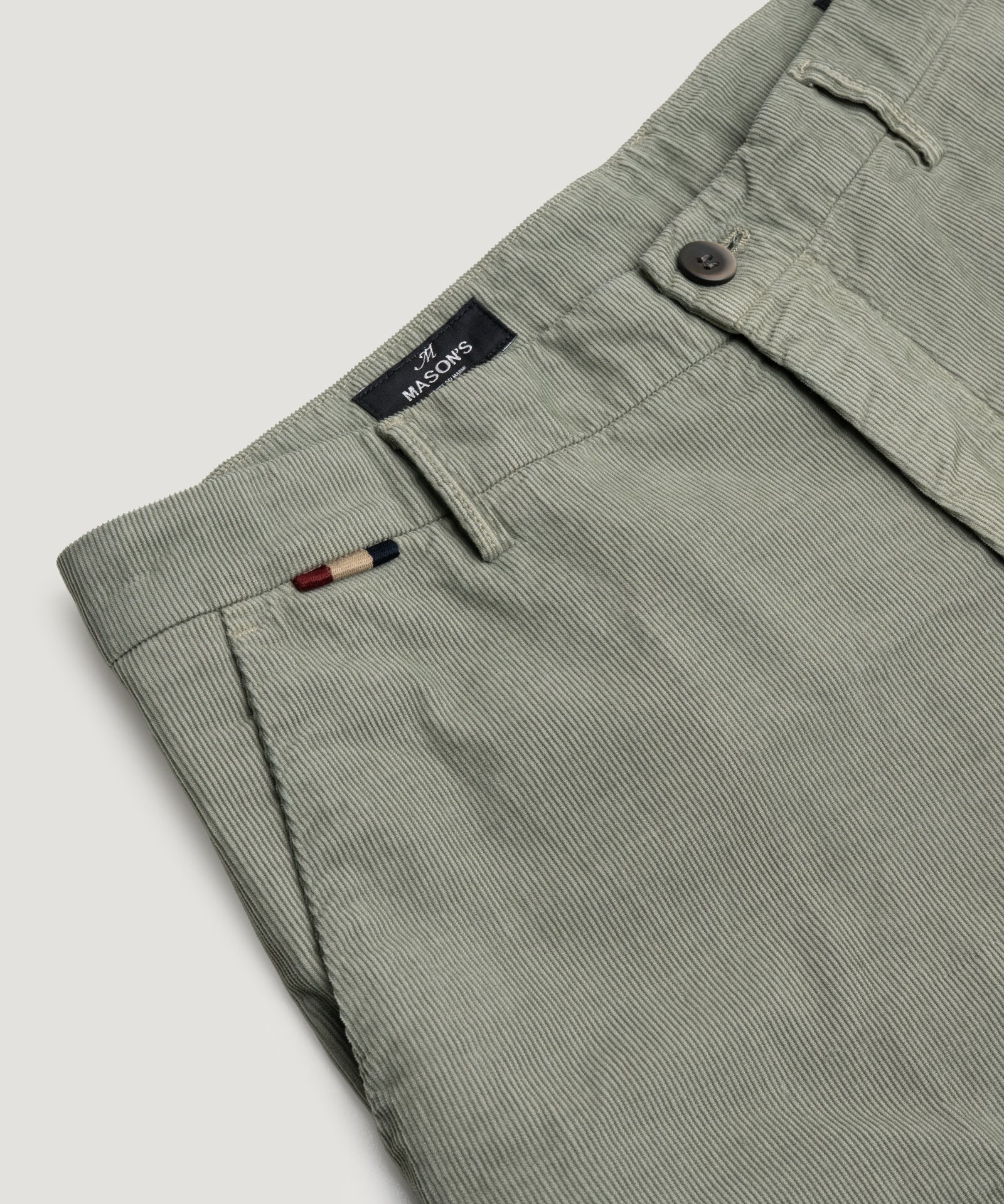 Mason's Bermuda shorts baby cord katoen stretch saliegroen - THE SOCIETY SHOP