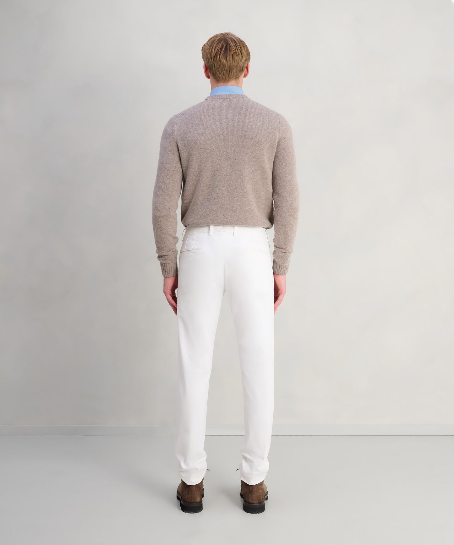 Chino katoen satin stretch off-white