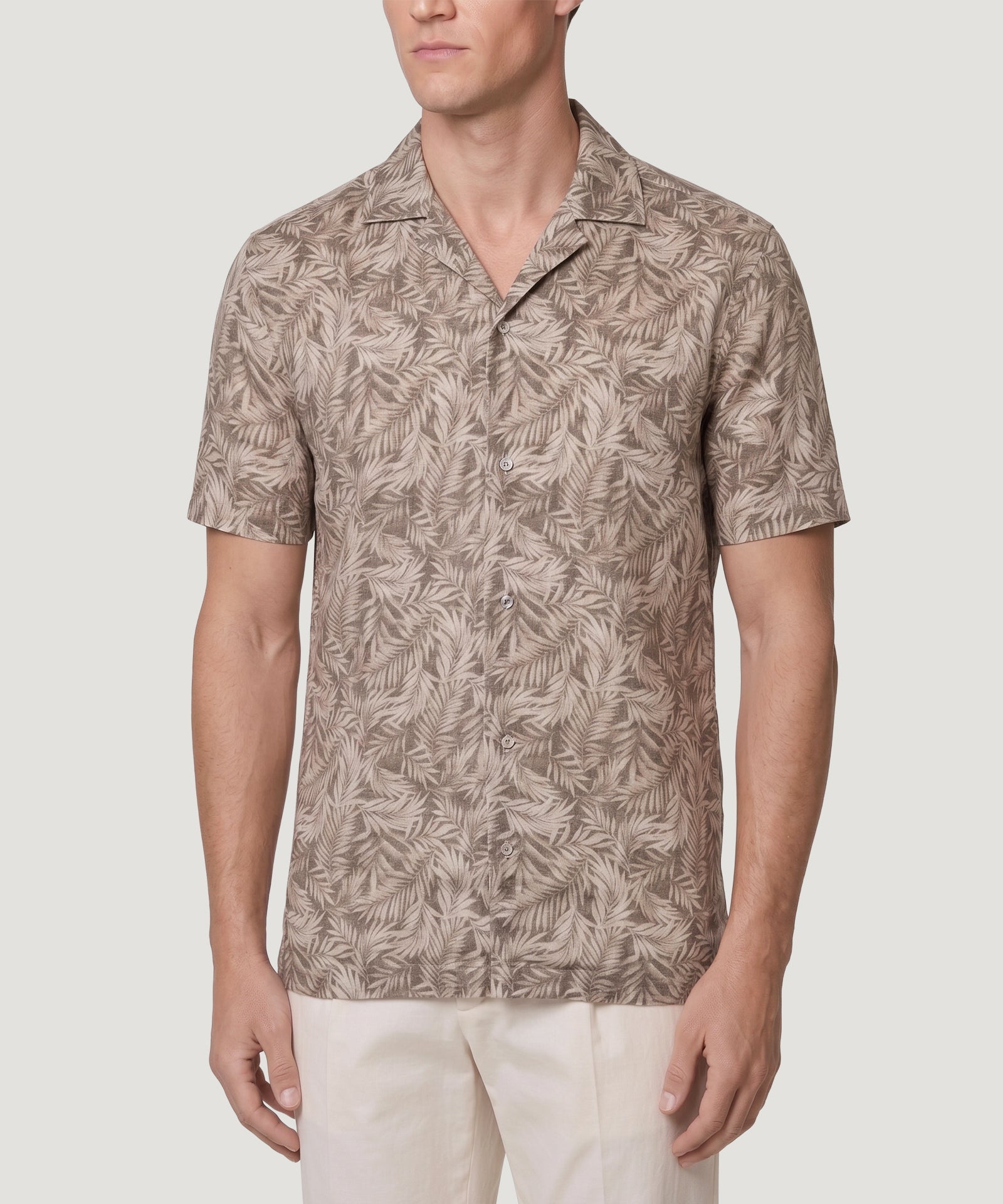 SOCI3TY Limited Fashion Camp shirt palm print linnen bruin - THE SOCIETY SHOP