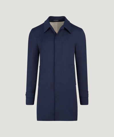 SOCI3TY Car coat wol stretch donkerblauw melange (by Reda) - The Society Shop