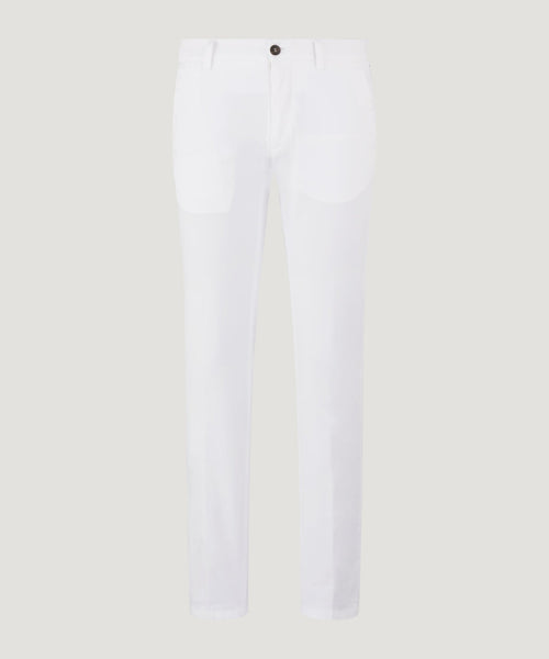 Chino katoen satin stretch wit