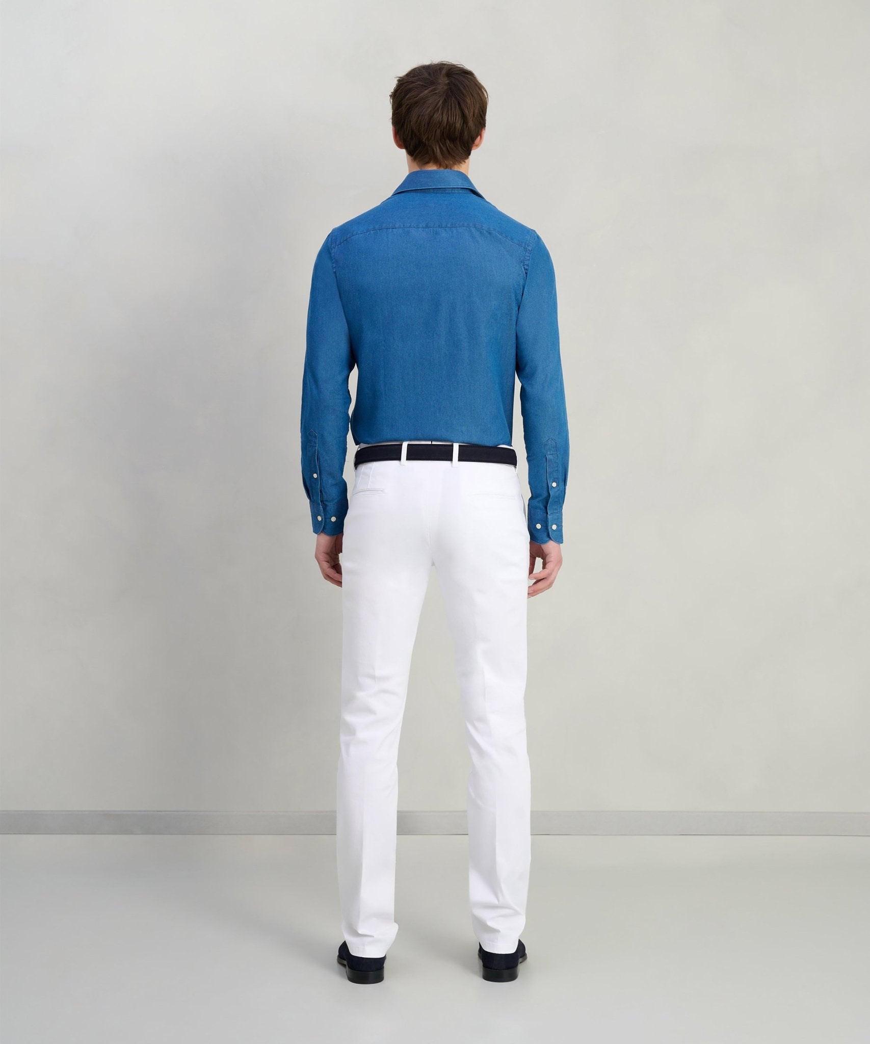 SOCI3TY Chino katoen satin stretch wit - The Society Shop