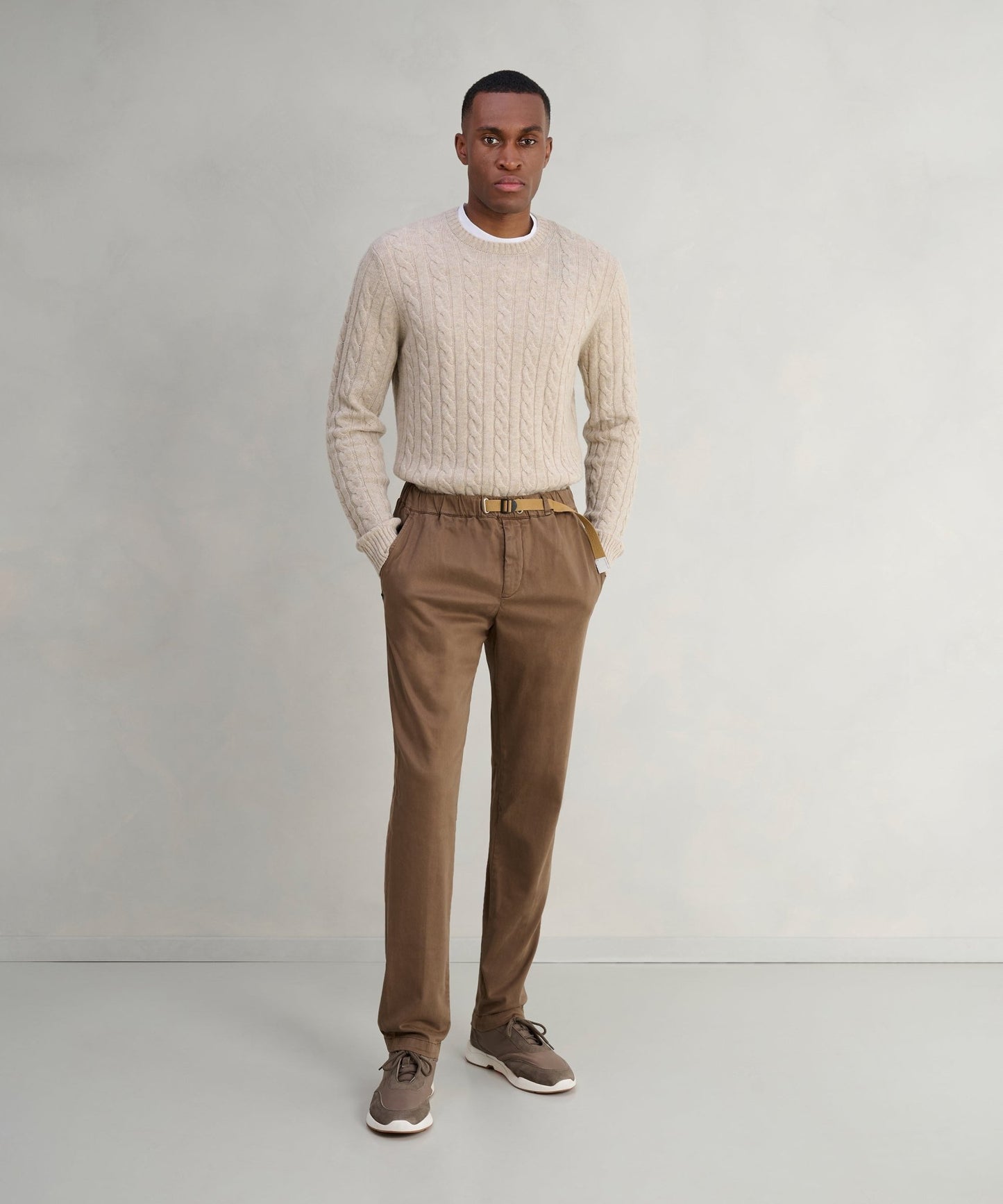 White Sand Chino katoen/zijde bruin - The Society Shop