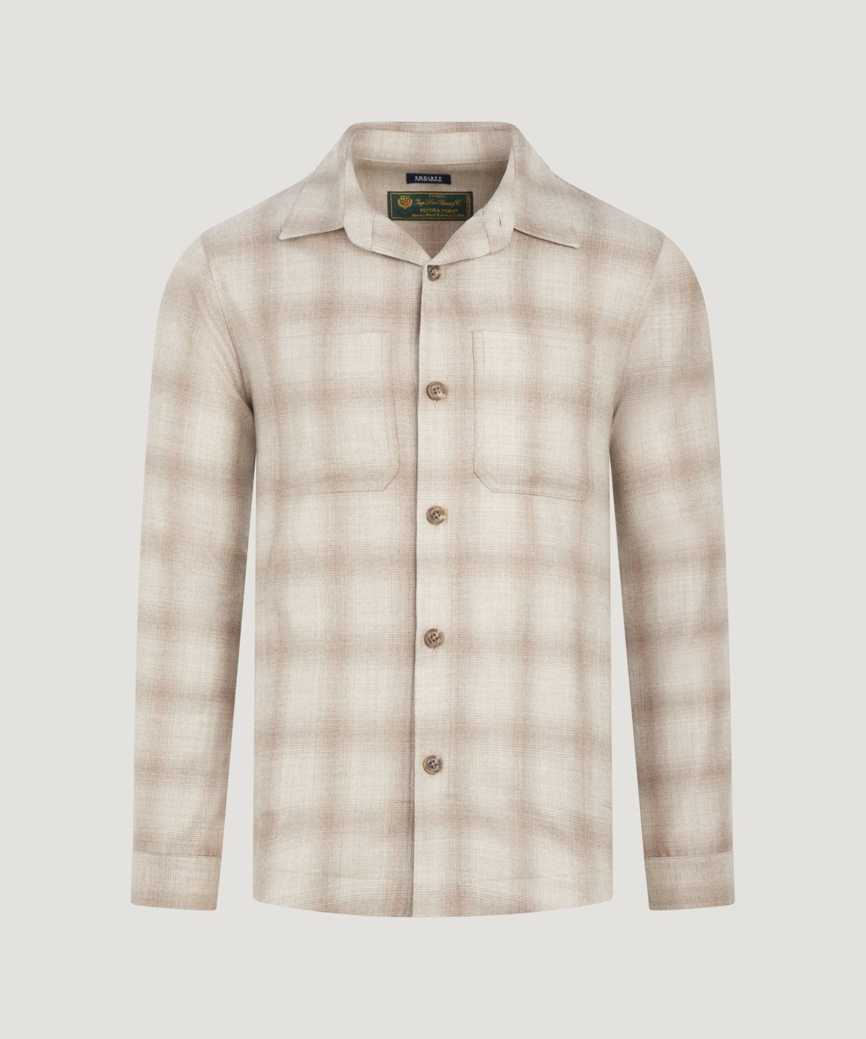 SOCI3TY Limited Coimbra overshirt wol beige geruit - THE SOCIETY SHOP