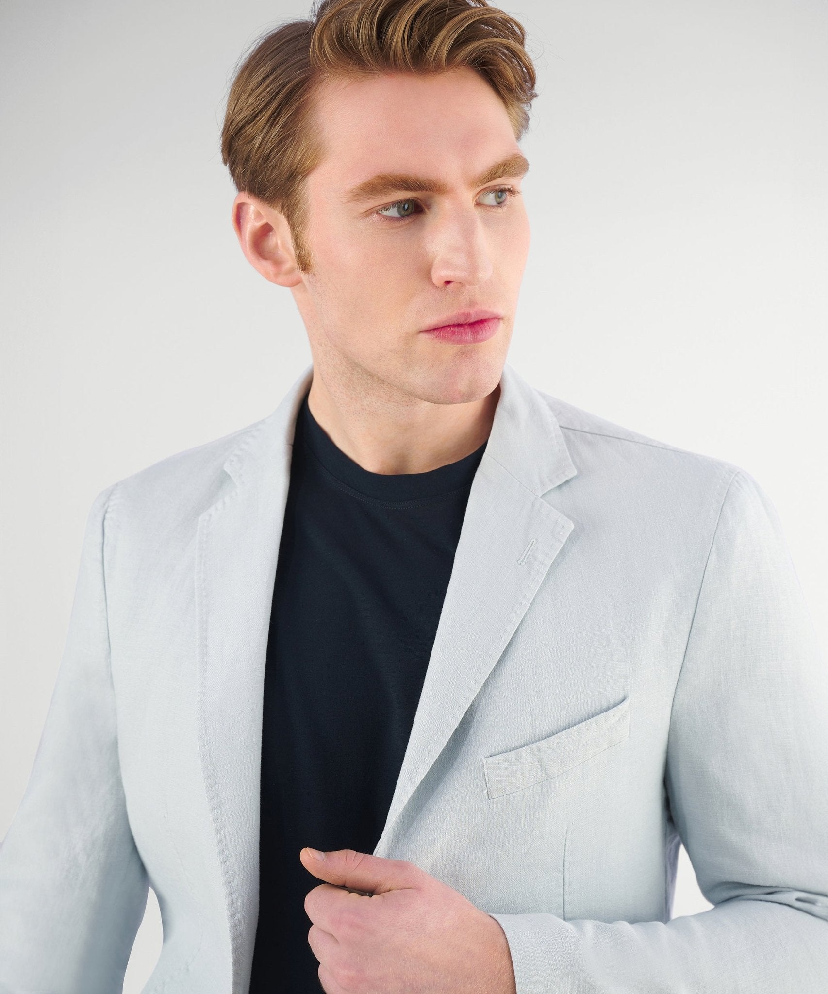 SOCI3TY Colbert garment-dyed linnen lichtgrijs - The Society Shop