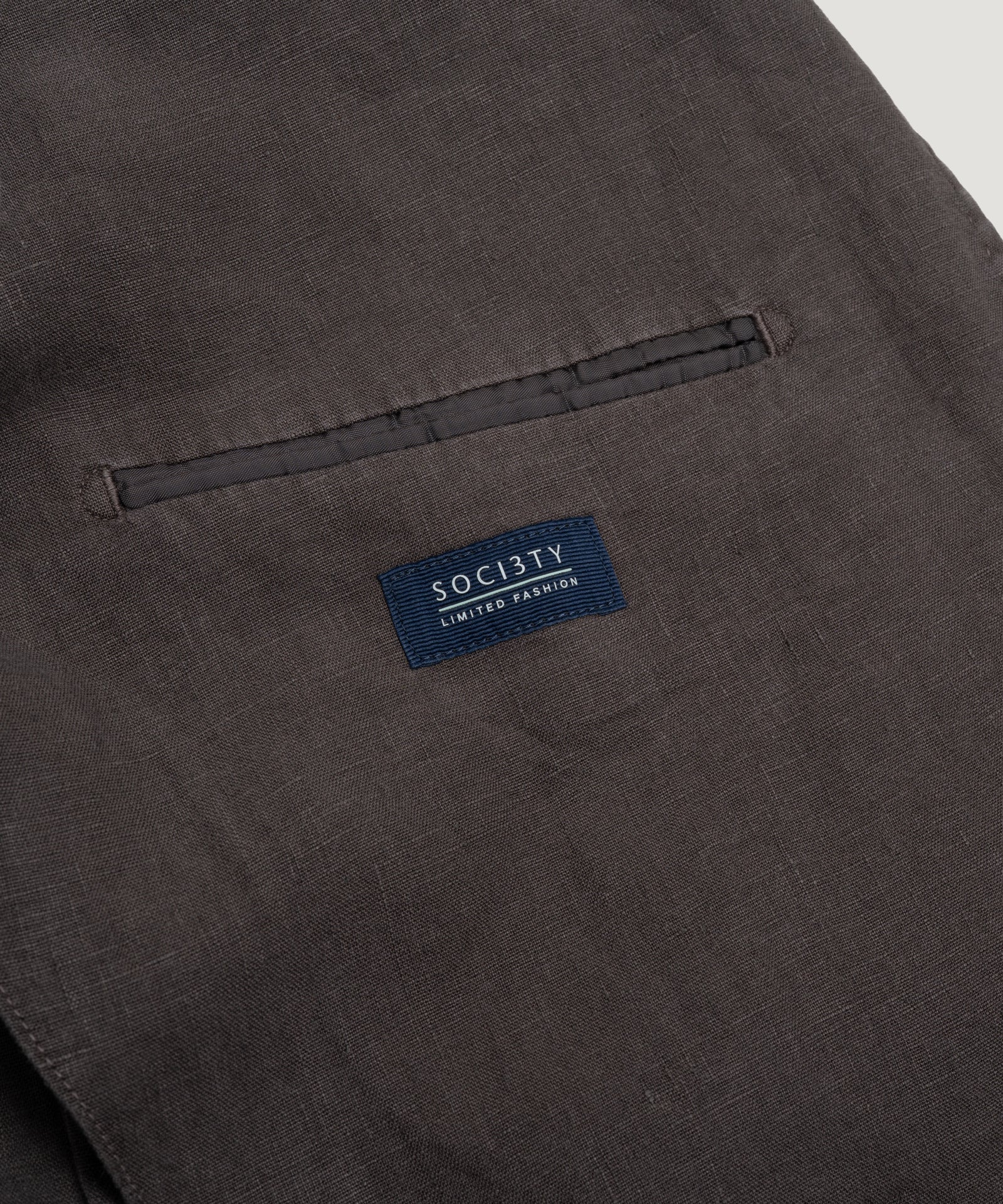 SOCI3TY Limited Fashion Colbert gewassen linnen donkerbruin - THE SOCIETY SHOP