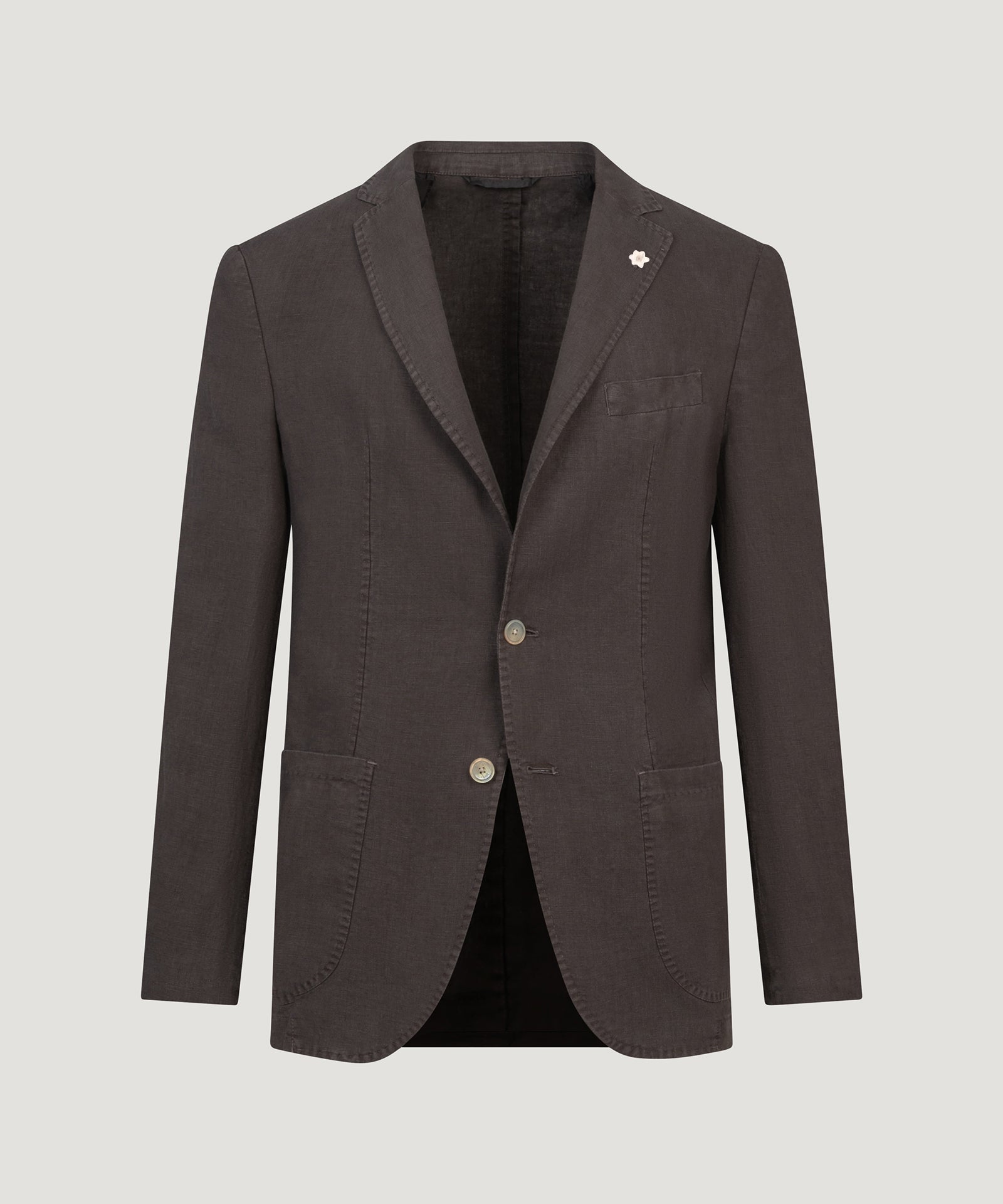 SOCI3TY Limited Fashion Colbert gewassen linnen donkerbruin - THE SOCIETY SHOP