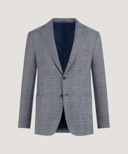 SOCI3TY Colbert kasjmier donkerblauw geruit (woven by Zegna) - The Society Shop