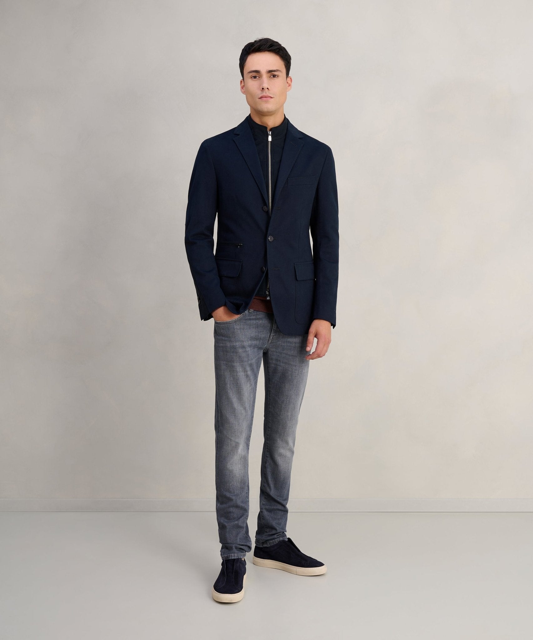 Corneliani Colbert met uitneembaar binnenwerk wol donkerblauw - The Society Shop