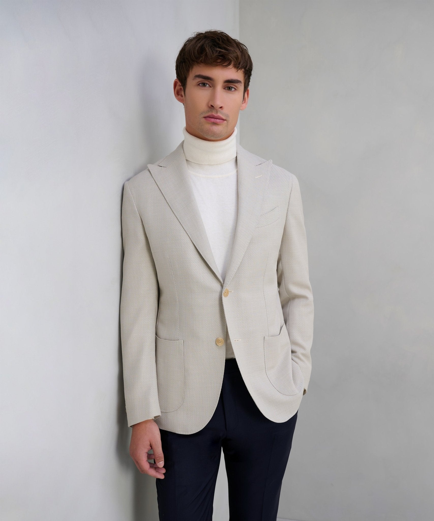 Corneliani Colbert scheerwol mesh twill ecru - The Society Shop