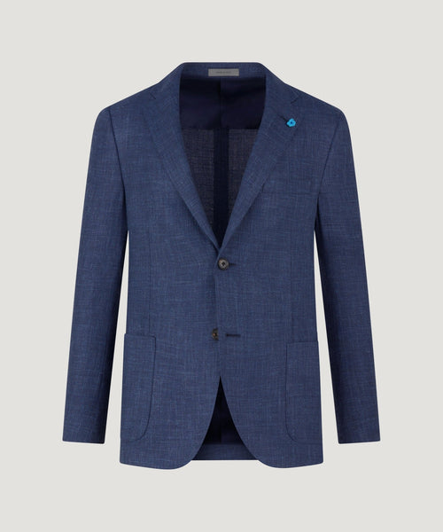 Colbert scheerwol/zijde/linnen blauw