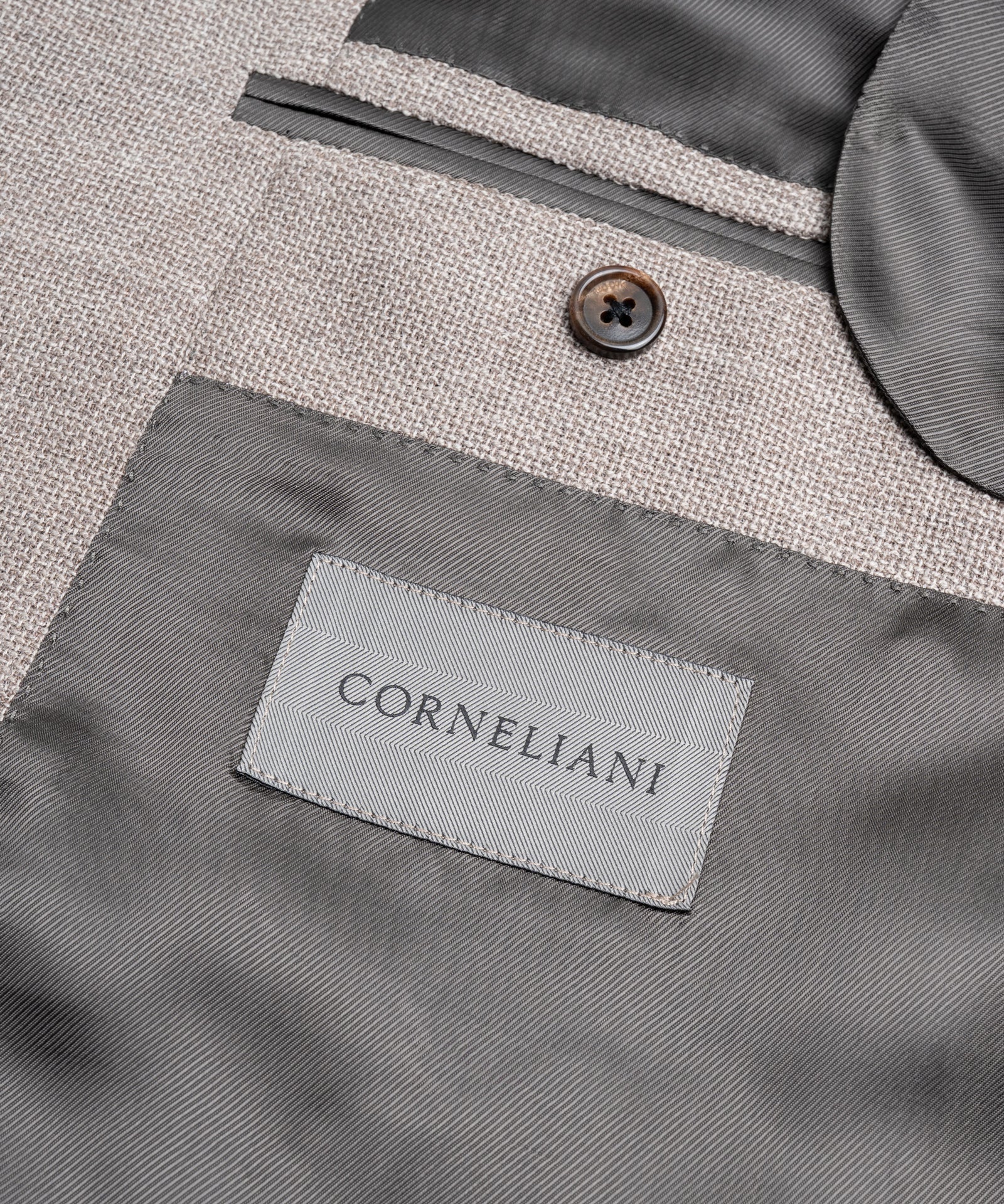 Corneliani Colbert virgin wol stretch beige hopsack - THE SOCIETY SHOP
