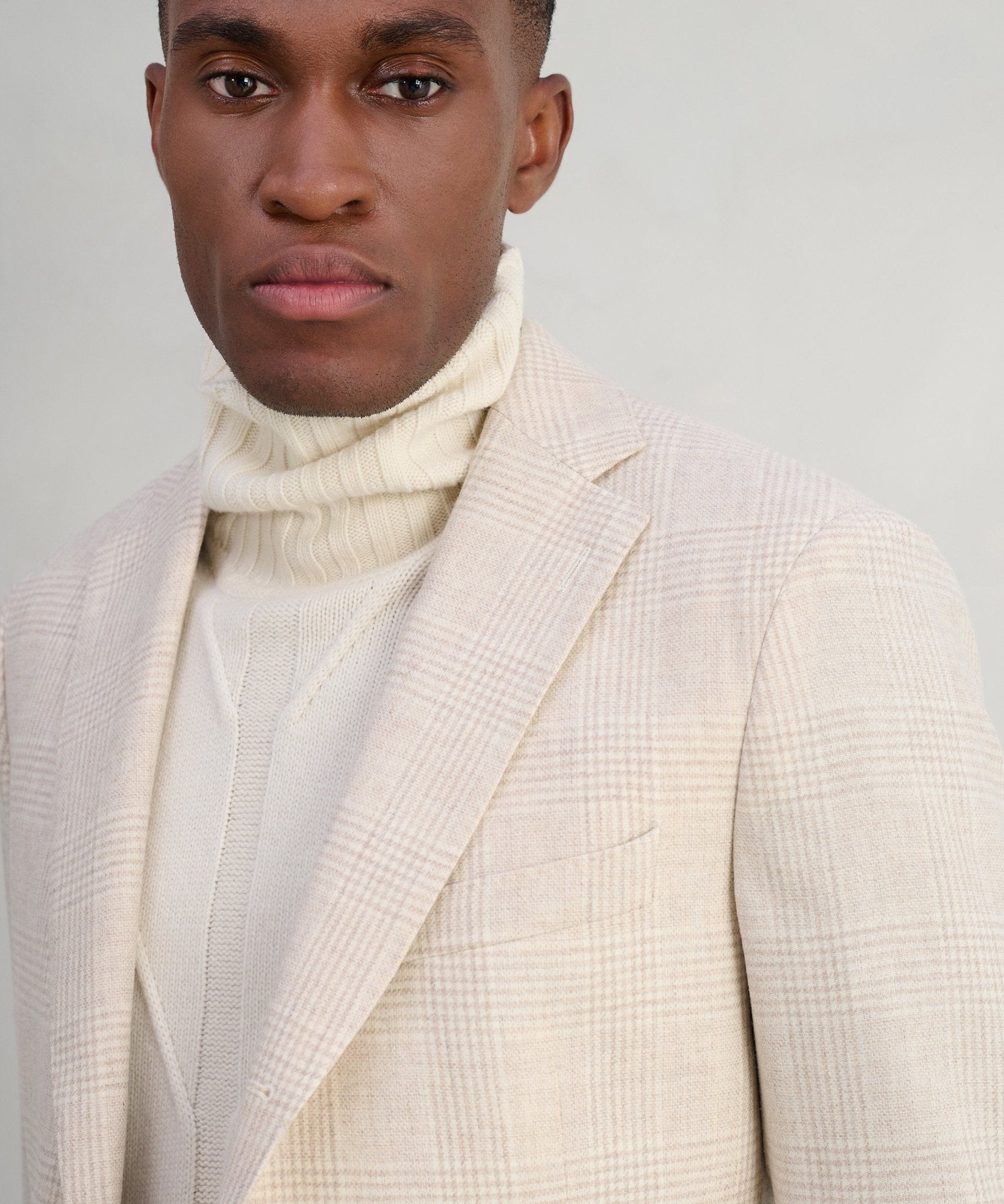 SOCI3TY Colbert wol/kasjmier beige geruit (woven by E. Thomas) - The Society Shop