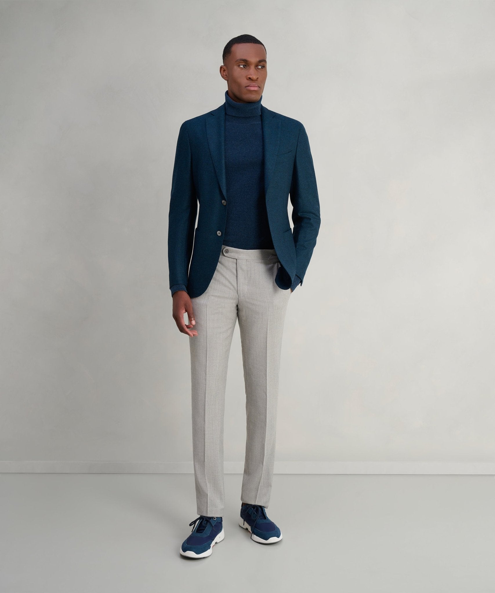 SOCI3TY Colbert wol/kasjmier blauw (woven by Loro Piana) - The Society Shop