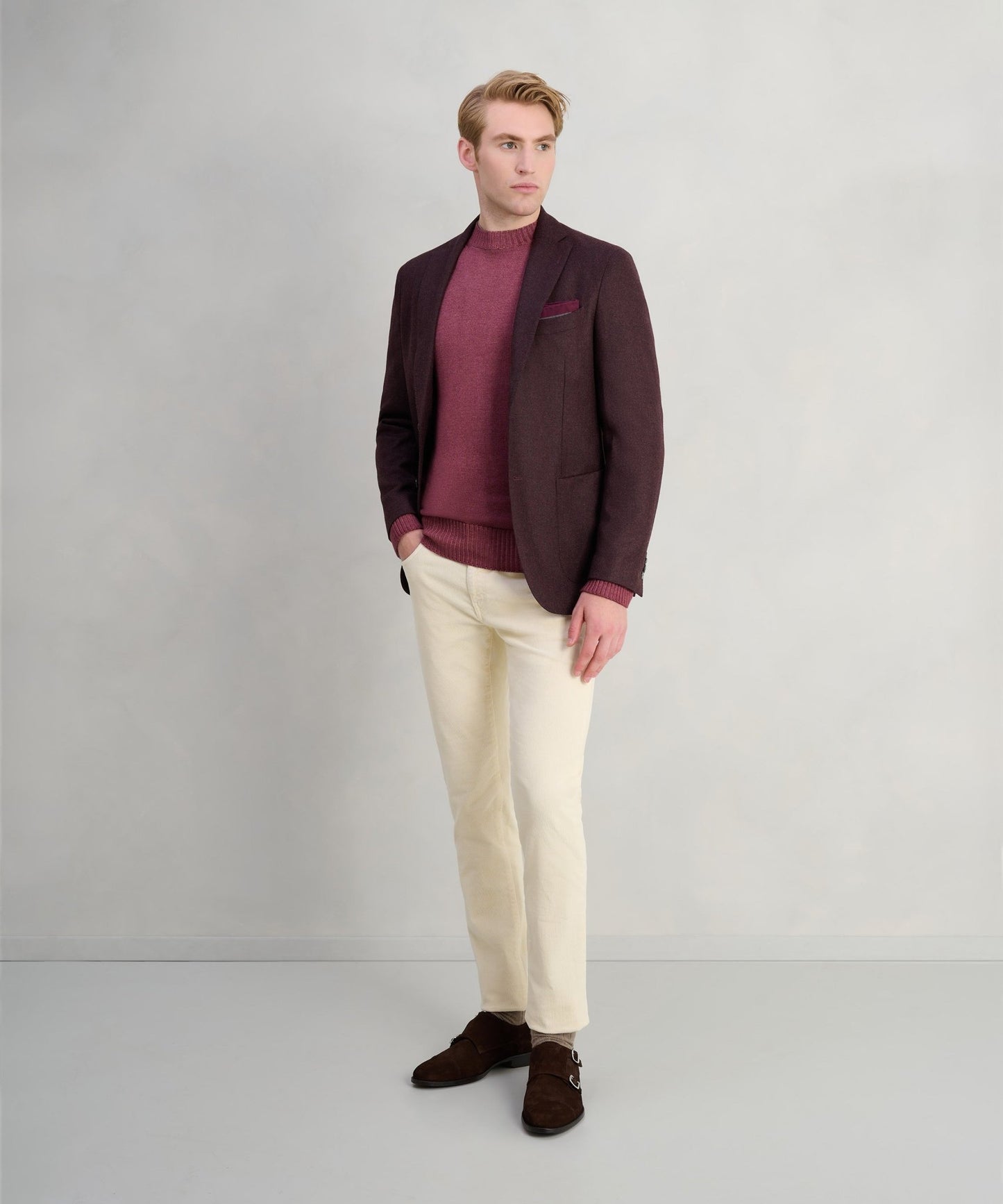 SOCI3TY Colbert wol/kasjmier bordeauxrood (woven by Loro Piana) - The Society Shop