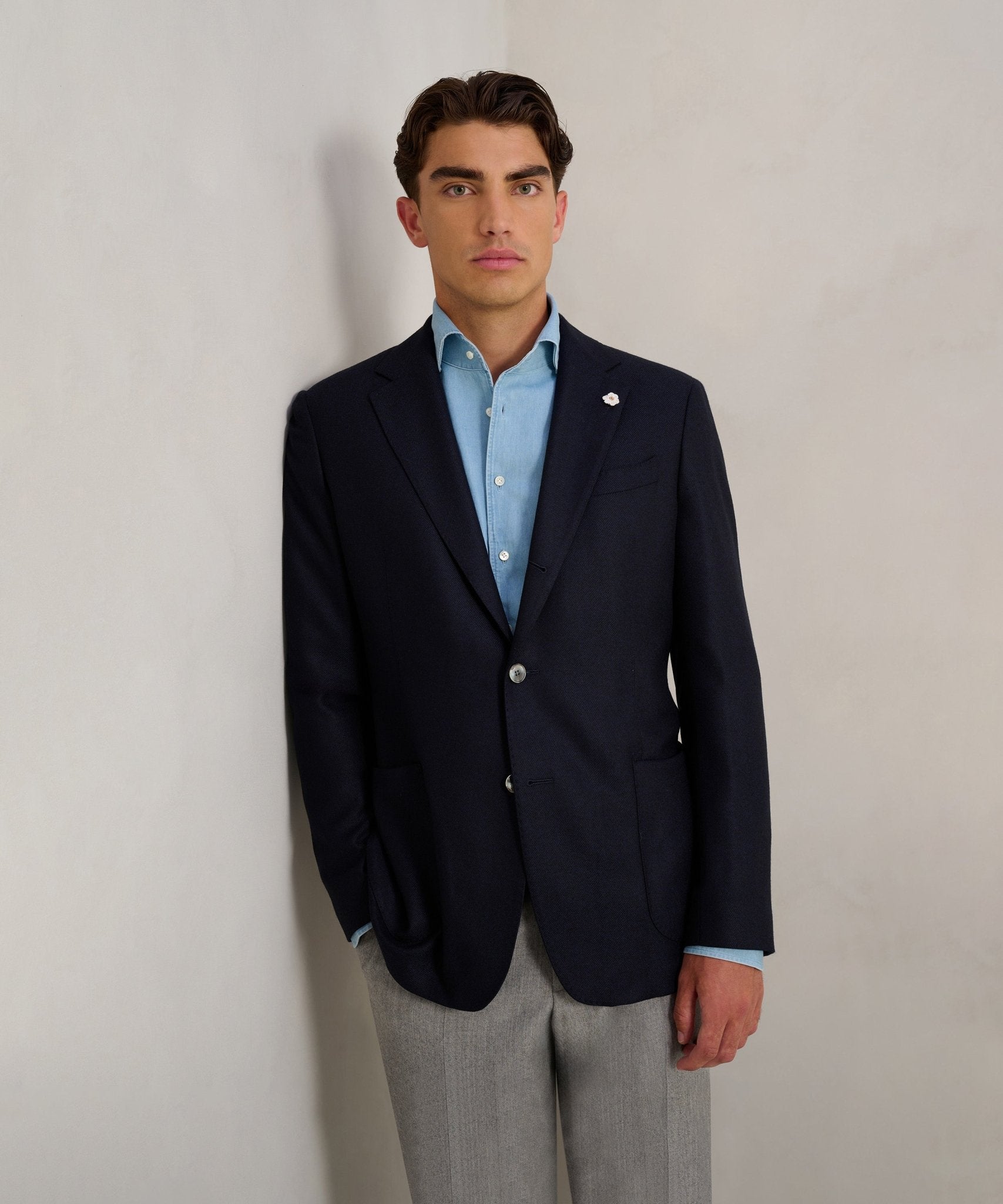 SOCI3TY Limited Colbert wol/kasjmier donkerblauw - THE SOCIETY SHOP