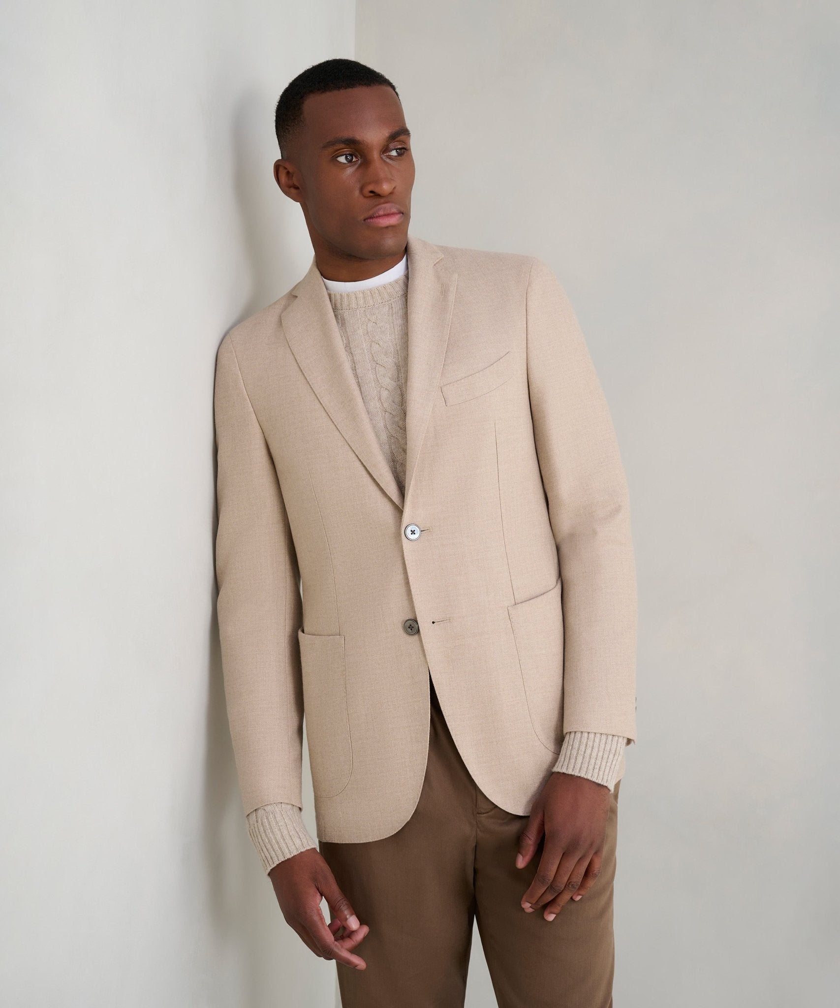 SOCI3TY Colbert wol/kasjmier lichtbruin (woven by Loro Piana) - The Society Shop