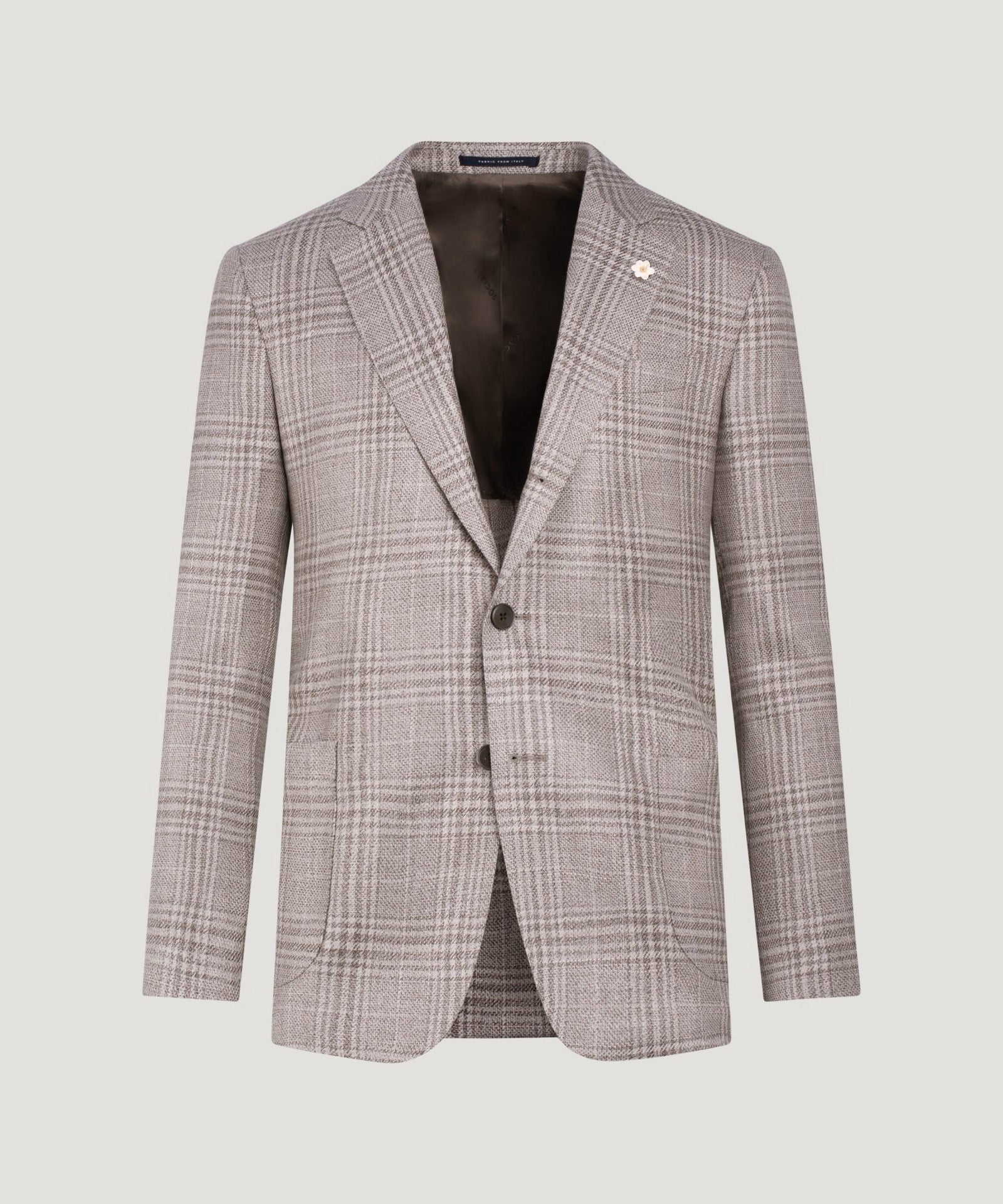 SOCI3TY Limited Fashion Colbert wol/zijde/linnen SUMMERTIME zand geruit - THE SOCIETY SHOP