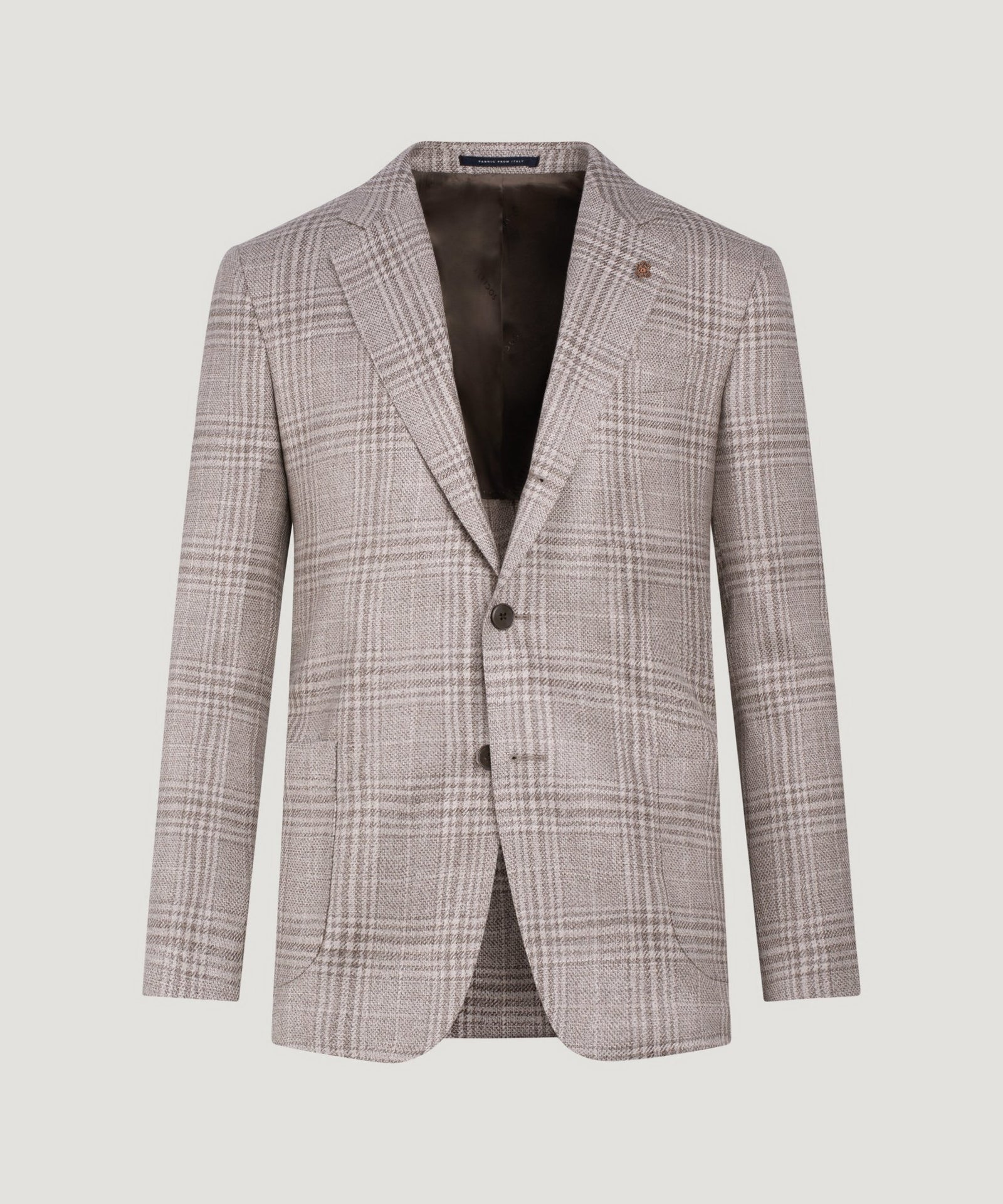 SOCI3TY Limited Fashion Colbert wol/zijde/linnen zand geruit - THE SOCIETY SHOP