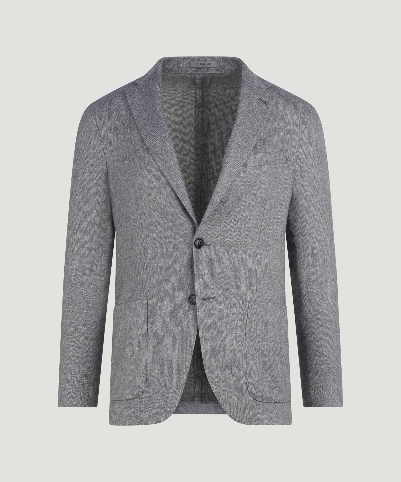 Corneliani Colbert zijde/kasjmier grijs visgraat - The Society Shop