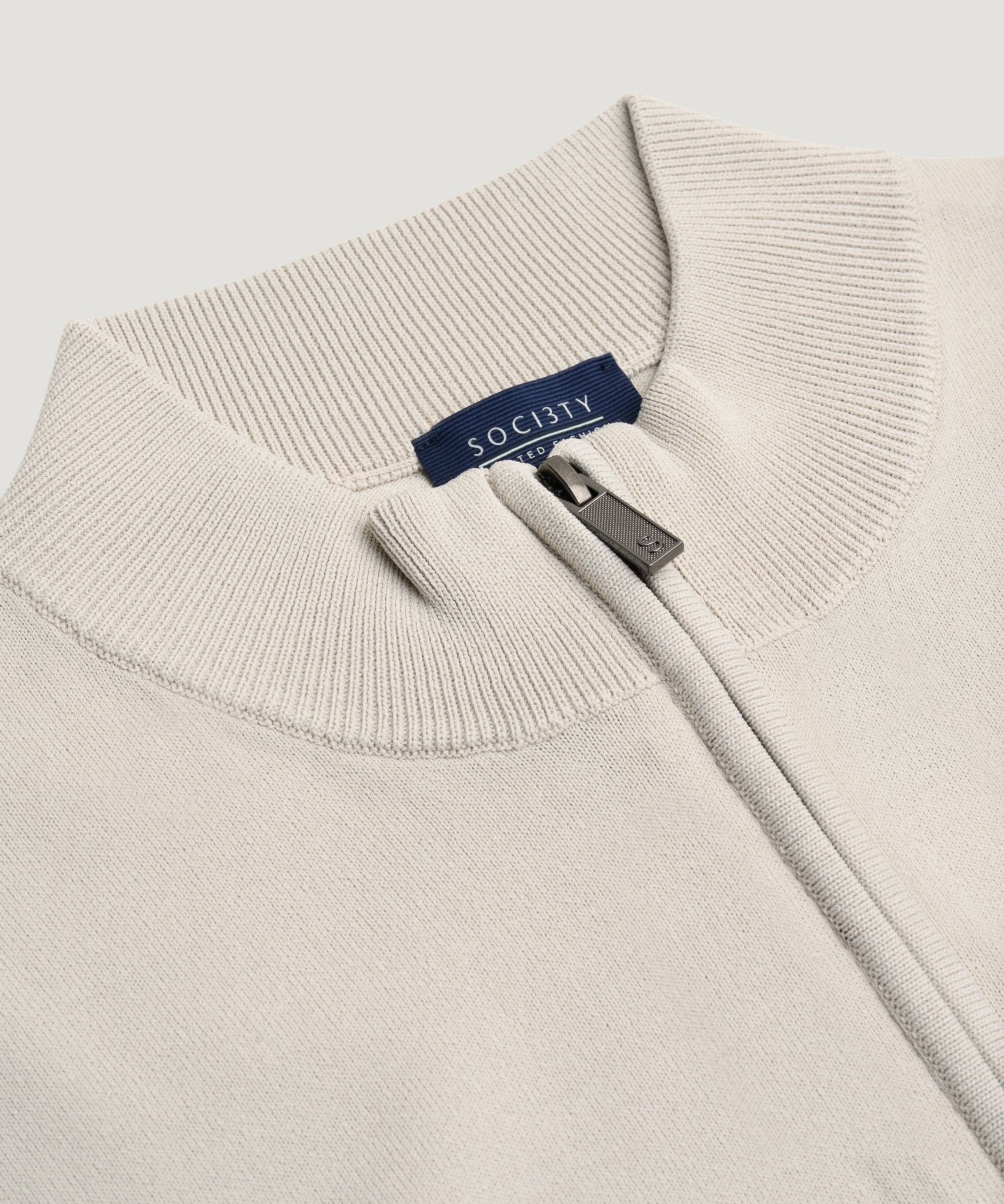 SOCI3TY Limited Fashion Cool Dry Easy Stretch half - zip trui beige - THE SOCIETY SHOP