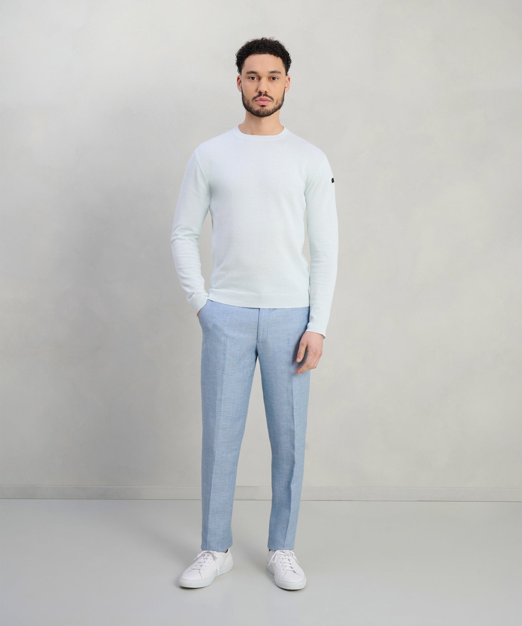 RRD Cottonissimo Round Knit trui katoen lichtblauw - The Society Shop