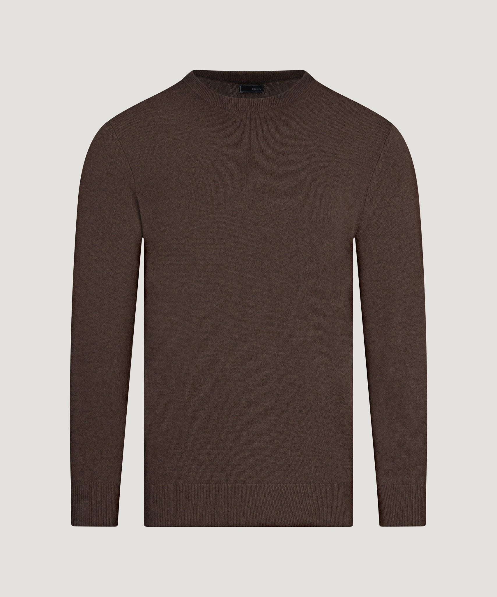 SOCI3TY Limited Fashion Crewneck trui Cotton Cashmere donkerbruin - THE SOCIETY SHOP