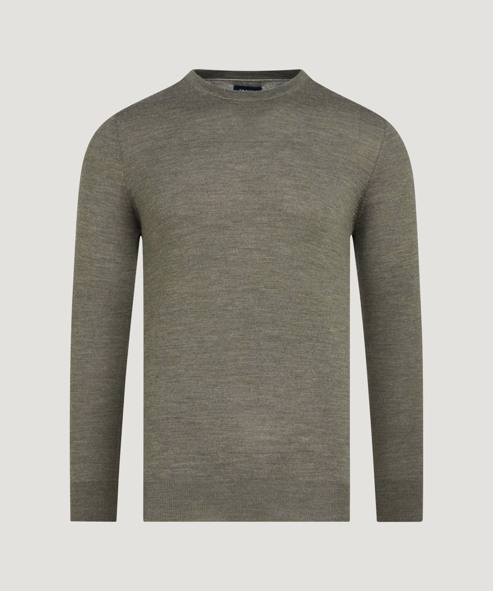 SOCI3TY Limited Fashion Crewneck trui fine merino groen gemêleerd - THE SOCIETY SHOP